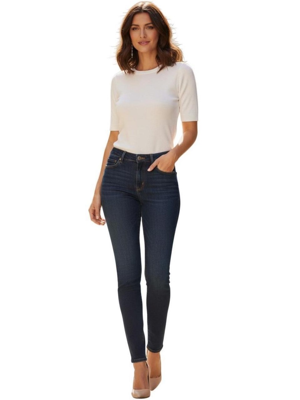 Designer Eileen Fisher Dark Denim Skinny Jeans Pants Sz. 2 Like New!